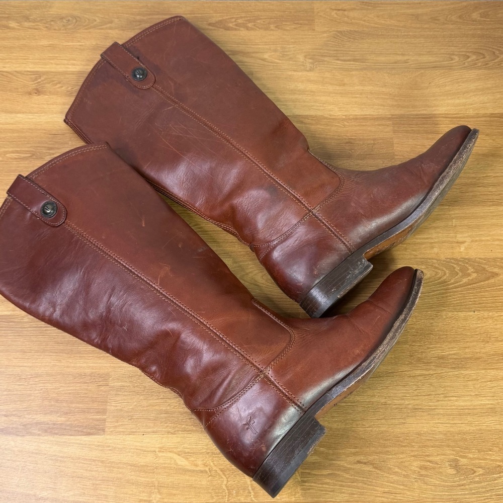 FRYE Melissa Brown Leather Boots Size 7B - Picture 3 of 9